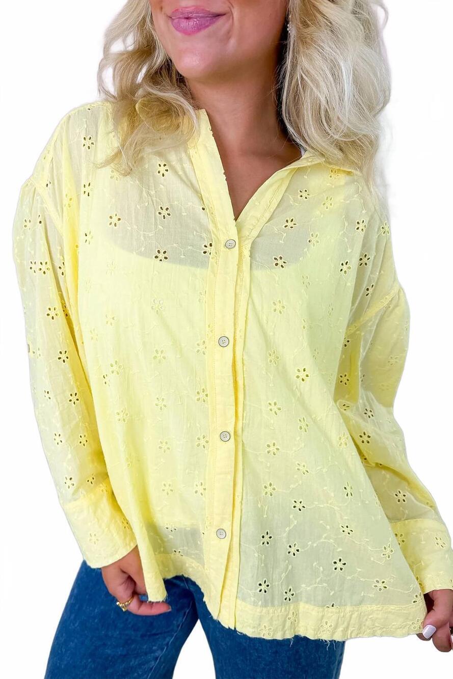 NEW RAE MODE women's butter me up eyelet top in yellow